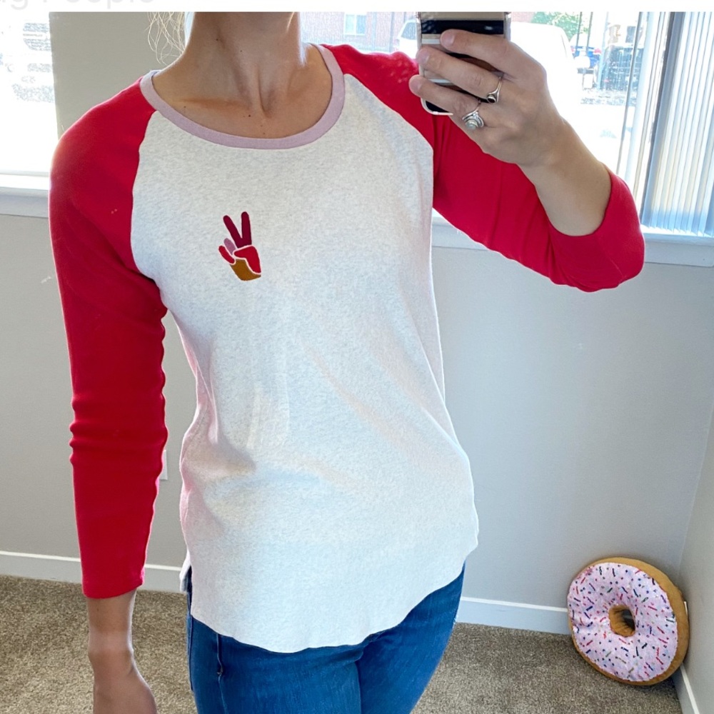 Old Navy baseball style peace hand sweater small